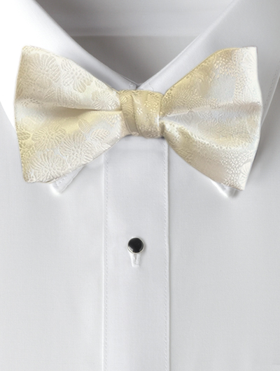 'Allure' Floral Bow Tie - Diamond White